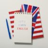 ノートとイギリスとアメリカの国旗で学ぶ英語